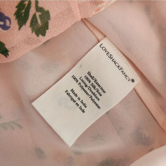Loveshackfancy Kimbra Ruffle Floral Sunset Pink Silk Mini pop over dress - Picture 11 of 16